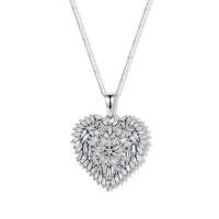 D'Joy Moissanite Radiant Heart Pendant Necklace (20 Inches) in Rhodium Over Sterling Silver 2.90 ctw