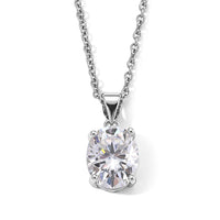 EverTrue Moissanite (Ovl 11x9mm) Pendant in Platinum Bond with Stainless Steel Necklace (20 Inches) 3.80 ctw