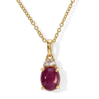 EverTrue Niassa Ruby (FF) and White Zircon 4.35 ctw Pendant in 18K YG Plated with ION Plated YG Stainless Steel Necklace 20 Inches