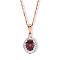 Certified & Appraised Luxoro 10K Rose Gold AAA Pink Tourmaline, Diamond (I2) (0.25 cts) Pendant Necklace (18 Inches) 1.55 ctw