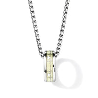 Night Light Pendant in Black Silvertone with Stainless Steel Necklace (27.50 Inches)
