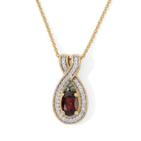 D''Joy AAA Red Zircon and Multi Gemstone 1.15 ctw Pendant Necklace in 18K Vermeil Yellow Gold Over Sterling Silver 20 Inches