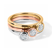 Luxuriant Lab Grown Diamond (G-H, SI) Set of 3 Ring in 18K Vermeil YRG and Rhodium Over Sterling Silver (Size 5.0) 1.00 ctw