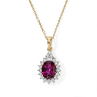 Certified and Appraised 10K Yellow Gold AAA Radiant Ember Garnet, Luxuriant Lab Grown Diamond (G-H, SI) (0.45 cts) Pendant Necklace (18 Inches) 2.65 ctw