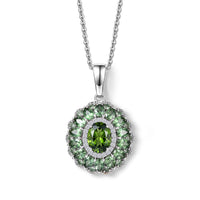 D''Joy Premium Tanzanian Natural Green Apatite, Moissanite Pendant Necklace (20 Inches) in Rhodium Over Sterling Silver 4.80 ctw