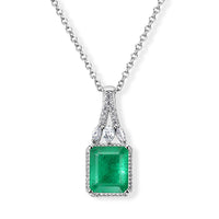 EverTrue Emeraldine Triplet Quartz, White Zircon Pendant in Platinum Bond with Stainless Steel Necklace (20 Inches) 7.60 ctw