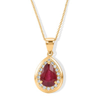 D'Joy Niassa Ruby (FF), White Zircon Flame of Passion Pendant Necklace (20 Inches) in 18K Vermeil YG Over Sterling Silver 3.40 ctw