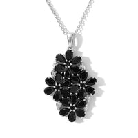 EverTrue Thai Black Spinel 13.65 ctw Pendant in Platinum Bond with Stainless Steel Necklace 20 Inches