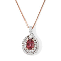 Certified & Appraised D''Joy Premium Pink Tourmaline, Moissanite Pendant Necklace (18 Inches) in 18K Vermeil RG Over Sterling Silver 1.30 ctw