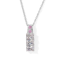 Simulated White & Pink Diamond Pendant in Platinum Plating with Stainless Steel Necklace 20 Inches