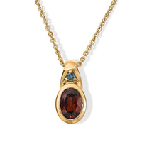 AAA Red Zircon and Luxuriant Lab Grown Blue Diamond IR SI 1.10 ctw Pendant Necklace in 18K Vermeil Yellow Gold Over Sterling Silver 20 Inches