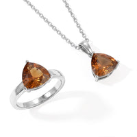 EverTrue Mozambique Garnet 4.00 ctw Ring (Size 6) and Pendant Necklace 20 Inches in Stainless Steel