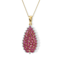 D'Joy Premium Niassa Ruby, Moissanite Pendant Necklace (20 Inches) in 18K Vermeil YG Over Sterling Silver 4.65 ctw