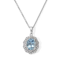 Certified & Appraised Luxoro 10K White Gold AAA Santa Maria Aquamarine, Diamond (I2) (0.45 cts) Pendant Necklace (18 Inches) 2.30 ctw