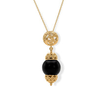D''Joy Passport to Turkey Black Shungite Pendant Necklace in 18K Vermeil YG Over Sterling Silver (20 Inches) 11.20 ctw
