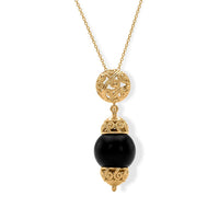 D''Joy Passport to Turkey Black Shungite Pendant Necklace in 18K Vermeil YG Over Sterling Silver (20 Inches) 11.20 ctw