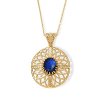 D''Joy Passport to Turkey AAA Malagasy Labradorite Pendant Necklace in 18K Vermeil YG Over Sterling Silver (20 Inches) 3.10 ctw