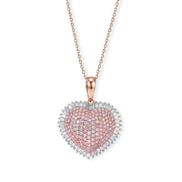 Epic Deal D'Joy Natural Pink and White Diamond (I3) Heart Pendant Necklace (18-20 Inches) in 18K Vermeil RG Over Sterling SEpic Deal D'Joy Natural Pink and White Diamond (I3) Hilver 1.00 ctw