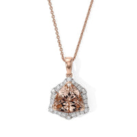 Certified and Appraised AAA Marropino Morganite and Luxuriant Lab Grown Diamond G-H SI 3.60 ctw Pendant Necklace in 10K Rose Gold 18 Inches
