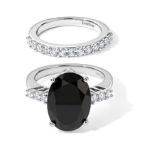 EverTrue Thai Black Spinel and White Zircon 7.75 ctw Set of 2 Ring in Platinum Bond (Size 5.0)