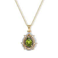 D''Joy Hebei Peridot, White and Champagne Zircon Pendant Necklace (20 Inches) in 18K Vermeil YG Over Sterling Silver 2.15 ctw