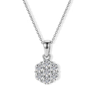 D'Joy Moissanite Floral Radiance Pendant in Rhodium Over Sterling Silver with Stainless Steel Necklace (20 Inches) 1.15 ctw