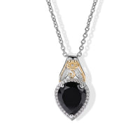 EverTrue Thai Black Spinel and White Zircon 5.50 ctw Pendant in 18K YG Plated and Platinum Bond with Stainless Steel Necklace 20 Inches