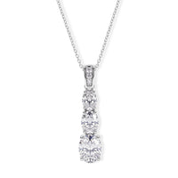 D''Joy Moissanite (Ovl 10x8mm) Rhythm of Time Pendant Necklace (18 Inches) in Rhodium Over Sterling Silver 7.17 ctw
