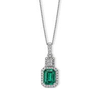 D''Joy Premium Kagem Zambian Emerald and Moissanite 1.80 ctw Pendant Necklace in Rhodium Over Sterling Silver (20 Inches)