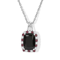 EverTrue Thai Black Spinel and Multi Gemstone 8.50 ctw Pendant in Platinum Bond with Stainless Steel Necklace 20 Inches