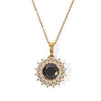D''Joy Black and White Moissanite (Rnd 9mm) Pendant Necklace (20 Inches) in 18K Vermeil YG Over Sterling Silver 3.80 ctw
