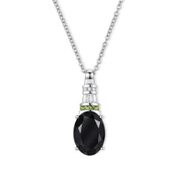 EverTrue Thai Black Spinel and Multi Gemstone 7.65 ctw Pendant in Platinum Bond with Stainless Steel Necklace 20 Inches