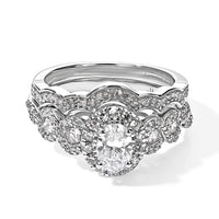 Luxuriant Lab Grown Diamond (G-H SI) Bridal Set of 2 Ring in Rhodium Over Sterling Silver (Size 5.0) 1.20 ctw