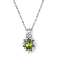 EverTrue Hebei Peridot, Multi Gemstone Pendant in Platinum Bond with Stainless Steel Necklace (20 Inches) 1.85 ctw
