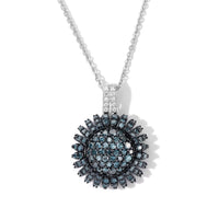 D''Joy Blue Diamond (IR), Diamond Pendant Necklace (20 Inches) in Rhodium Over Sterling Silver 1.00 ctw