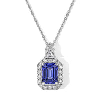 D''Joy Premium Tanzanite, Moissanite Pendant Necklace (18 Inch) in Rhodium Over Sterling Silver 1.94 ctw