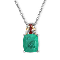 EverTrue Emeraldine Triplet Quartz, Mozambique Garnet Pendant in 18K YG Plated and Platinum Bond with Stainless Steel Necklace (20 Inches) 6.60 ctw