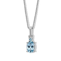 D''Joy Santa Maria Aquamarine, Lab Grown Blue Diamond (IR) (SI) Pendant Necklace (20 Inches) in Rhodium Over Sterling Silver 0.70 ctw