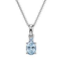 D''Joy Santa Maria Aquamarine, Lab Grown Blue Diamond (IR) (SI) Pendant Necklace (20 Inches) in Rhodium Over Sterling Silver 0.70 ctw