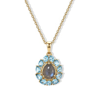 EverTrue AAA Malagasy Labradorite, Multi Gemstone Aurora Petals Pendant in 18K YG Plated with ION Plated YG Stainless Steel Necklace (20 Inches) 3.85 ctwPendant and  Chain Set..