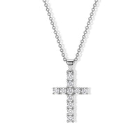 EverTrue Moissanite Cross Pendant in Platinum Bond with Stainless Steel Necklace (20 Inches) 1.10 ctw