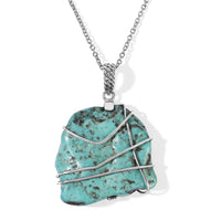 D''Joy Artisan Crafted Royal Hubei Blue Turquoise Southwest Style Pendant in Sterling Silver with Stainless Steel Necklace (20 Inches) 41.75 ctw
