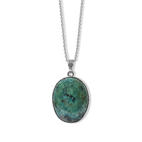 D''Joy Blue Turquoise 84.10 ctw Pendant in Sterling Silver with Stainless Steel Necklace 20 Inches