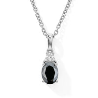 D''Joy Black and White Moissanite Pendant in Rhodium Over Sterling Silver with Stainless Steel Necklace (20 Inches) 1.40 ctw