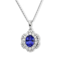 Certified and Appraised D''Joy Premium Tanzanite, Moissanite Pendant Necklace (18 Inches) in Rhodium Over Sterling Silver 1.80 ctw