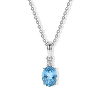 Premium Swiss Blue Topaz, Luxuriant Lab Grown Diamond (SI) Pendant Necklace (20 Inches) in Rhodium Over Sterling Silver 1.50 ctw