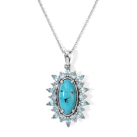 D''Joy Sonoran Turquoise and Lagoon Apatite 5.00 ctw Pendant Necklace in Rhodium Over Sterling Silver 20 Inches