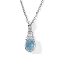 EverTrue Santa Maria Aquamarine, White Zircon Pendant in Platinum Bond with Stainless Steel Necklace (20 Inches) 2.80 ctw
