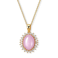 EverTrue Kunzite, White Zircon Pendant in 18K YG Plated with ION Plated YG Stainless Steel Necklace (20 Inches) 12.80 ctw