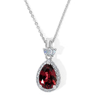 D''Joy Premium Tanzanian Raspberry Garnet, Moissanite Pendant Necklace (18 Inches) in Rhodium Over Sterling Silver 2.00 ctw